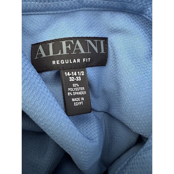 Alfani Men Regular-Fit Button Down Shirt Knit Quiet Harbor Blue 14-14.5 ,32-33 - Picture 4 of 4